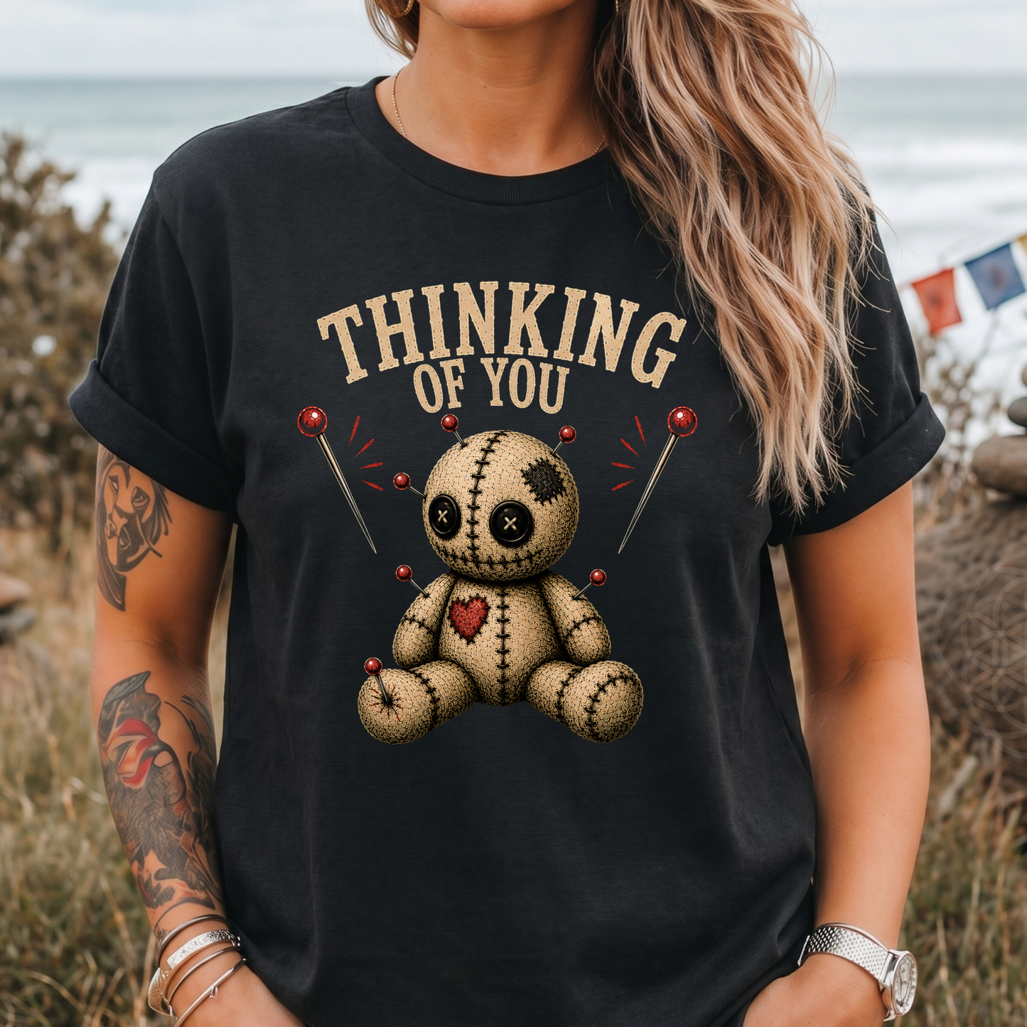 Thinking of You Voodoo Doll & Pins T-Shirt