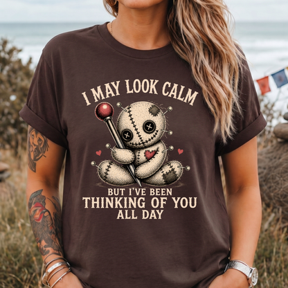 "I May Look Calm" Voodoo Doll T‑Shirt