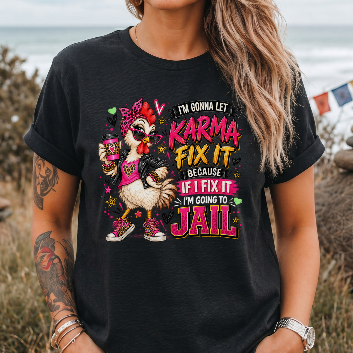Karma Fix It Cute Chicken T-Shirt