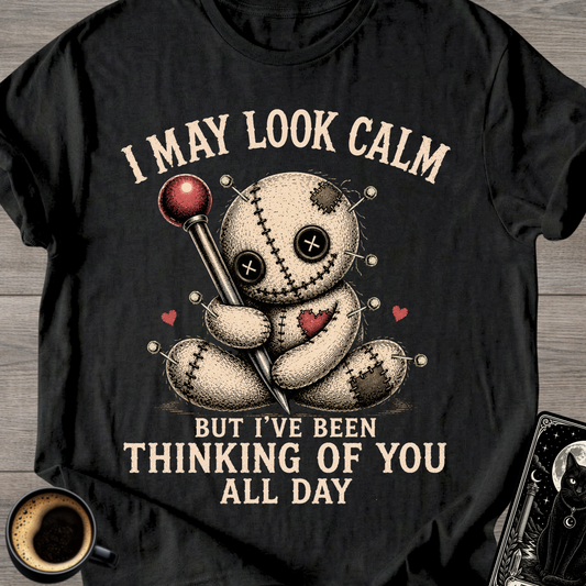 "I May Look Calm" Voodoo Doll T‑Shirt