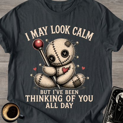 "I May Look Calm" Voodoo Doll T‑Shirt