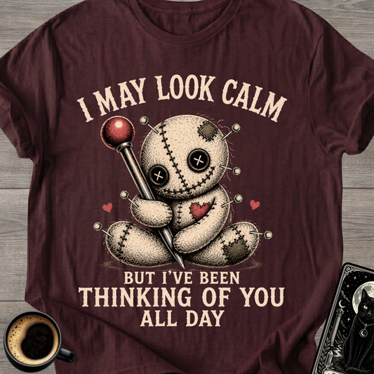 "I May Look Calm" Voodoo Doll T‑Shirt