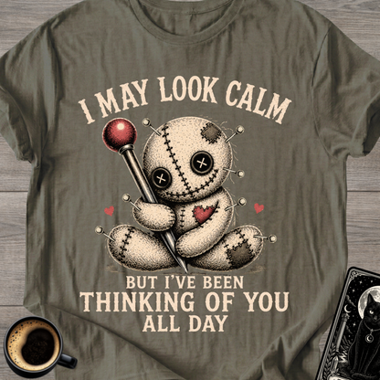 "I May Look Calm" Voodoo Doll T‑Shirt