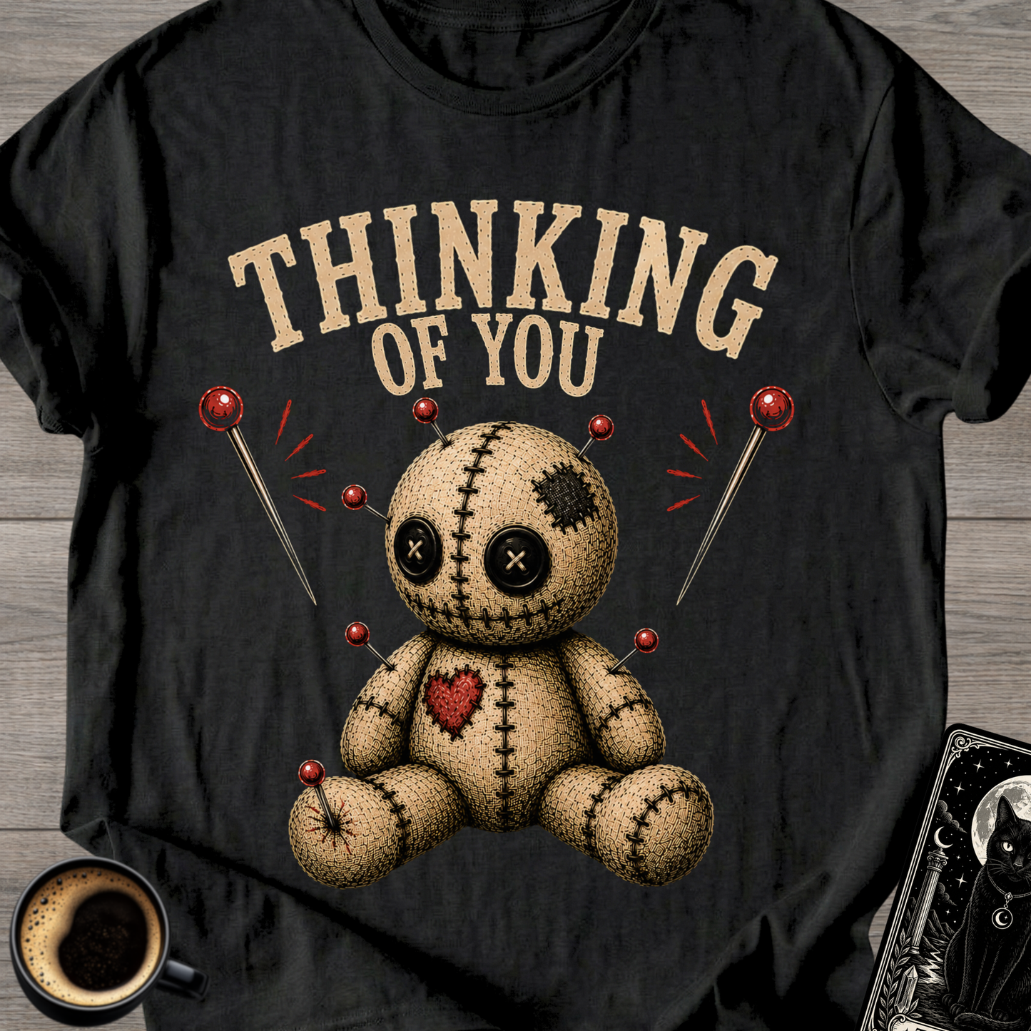Thinking of You Voodoo Doll & Pins T-Shirt